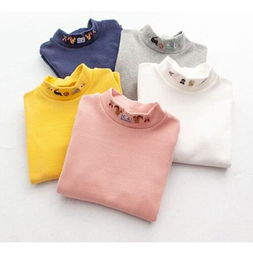 Solid Pullover Sweatshirt Girl Turtle Cotton Children Tops Teens for Girls Cartoon Hoodie Pink Black Autnmn T-shirt 2.3.4.5.6T