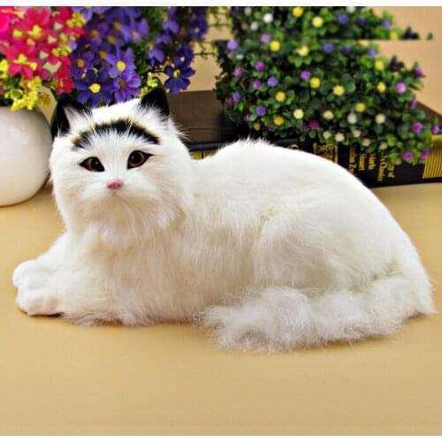 Simulation cat about 28x15x18cm furry fur prone cat , sound miaow ,model decoration gift h1324