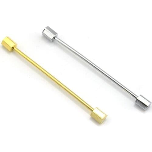 20pcs/lot Classic Flat Hexagonal End Collar Pin Barbell Lapel Sticker Angle Collar Pin Clip Bars Mens Jewelry Wholesale