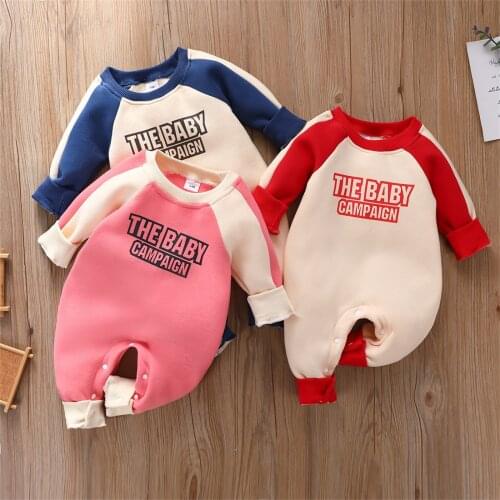 Newborn Baby Boy Girls Rompers Winter Baby Clothes Letter Cotton Long Sleeve Jumpsuit Fall Childrens Clothing 3 6 9 12 18 Month