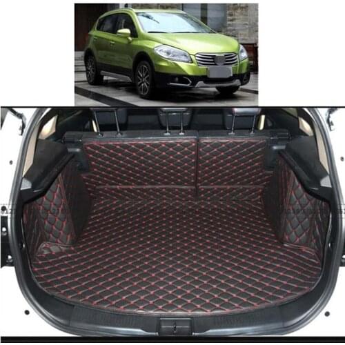 Fiber leather car trunk mat cargo mat for suzuki s-cross suzuki sx4 SX4 Crossover 2014 2015 2016 2017 2018 2019 car accessories
