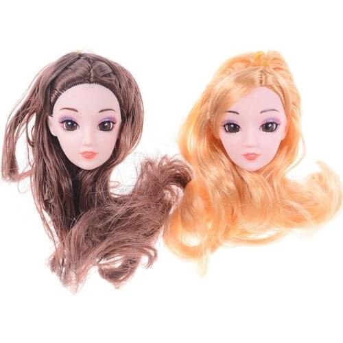 Doll Nake Joints Body Head Toy 3D Supersize Eyes Doll Head With Curly Hair For 1/6 Diy Head Acrylic Eyes Head For