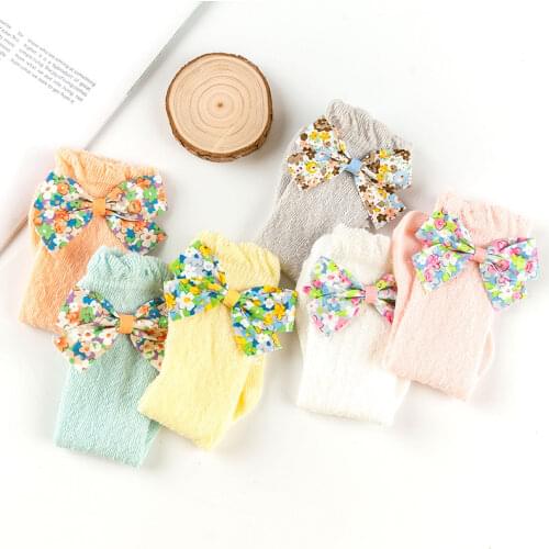 Summer Childrens Sock Girls Socks With Bows Flower Toddlers Socks Breathable Kids School Sock Hollow Mesh Infant Baby Socks