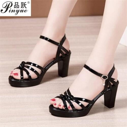 Hot Sale Platform Sandals Woman Summer Open Head High Heels Sandals Ladies Office Party Big Size mother Shoes