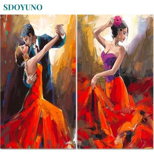 SDOYUNO Dancer Oil Painting By Numbers 60x75cm Paint By Numbers On Canvas Figure Watercolor By Numbers Frameless Home Decor