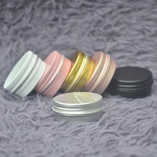 50pcs 15g Aluminum Metal Jar Cosmetic Container With Lid Refillable Face Cream Jar Pot Bottle Conditioner Tin Box