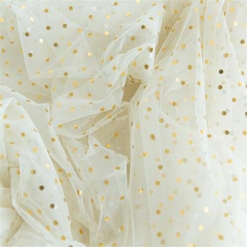 3 Yards Soft Print Gold Polka Dots Tulle Net lace fabric Bling tulle For DIY Wedding Dress Veil Lace Craft Curtain Party Decor