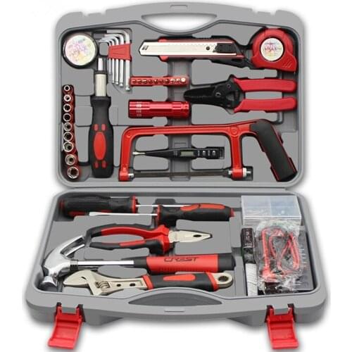 Household Repair Tool Set Home Hardware Combination Manual Repair Toolbox Plier Socket Wrench Saw Screwdriver Knife Daily Use