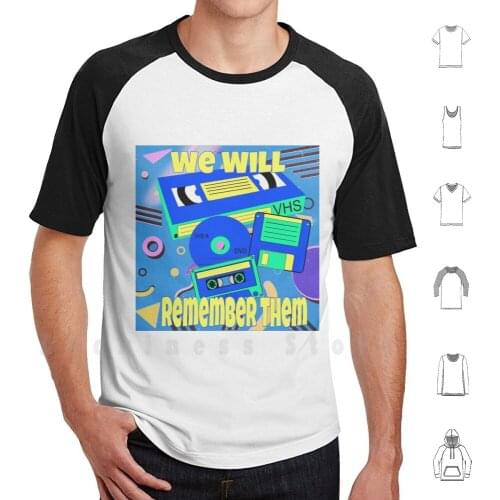 Memories T Shirt Print 100% Cotton New Cool Tee 80 S 90 S Cd Vhs Cassette Dvd Remember Old Tech