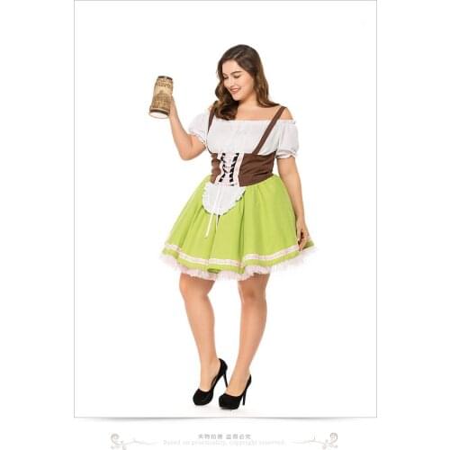 New German Oktoberfest Party Carvinal Costume Beer Maid Women Fancy Dress light Green Bavarian Dress 3XL