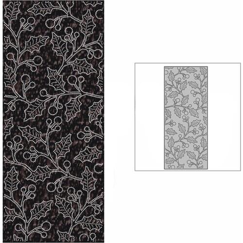 New Slim Dotted Holly Leaves Berry Background Plate 2021 Metal Cutting Dies for DIY Scrapbooking and Card Making Embossing Craft