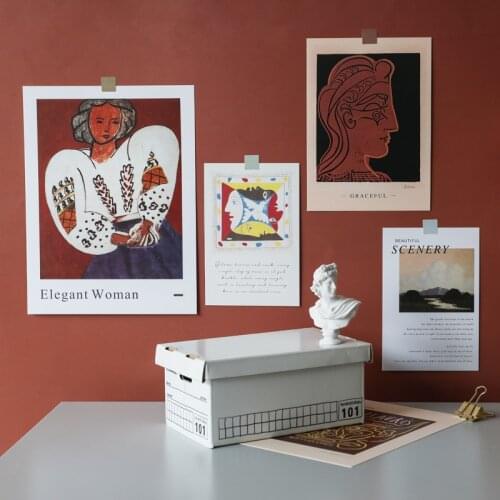 Ins Nordic Retro Abstract Art Painting Decoration Card 5 Sheets Postcard Small Poster Diy Background Wall Sticker Greeting Cards