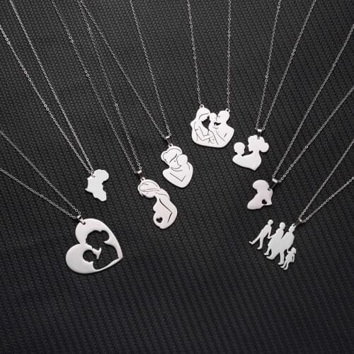 Family Mom Dad Baby Pendant Necklaces Love Mommy Father Shape Stainless Steel Necklace for Mom Pregnant Collars Fashin Bijoux