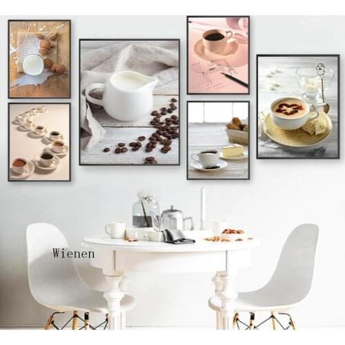 Scandinavian Style Poster Food Coffee Milk Dessert Wall Art Canvas Painting Kitchen Wall Decorative Picture for Dining Room