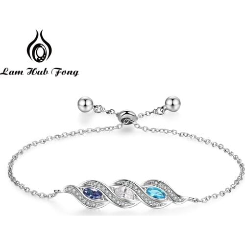 Personalized Custom Bracelet with 3 Birthstone 925 Sterling Silver Charm Bracelet Silver 925 Jewelry Wedding Gift (Lam Hub Fong)