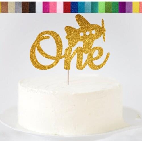 Custom Airplane One Cake Topper, Personalised First Birthday glitter Cake Topper,Party Decorations, Airplane Cake Smash Topper