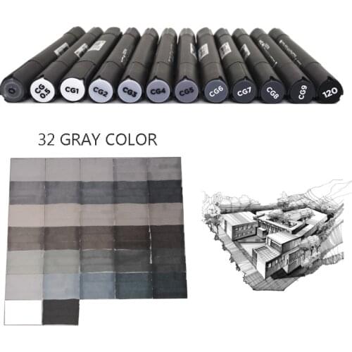 STA 6/12 Grey Colors Art Markers Grayscale Artist Dual Head Markers Set for Brush Pen Painting Marker School Student Supplies