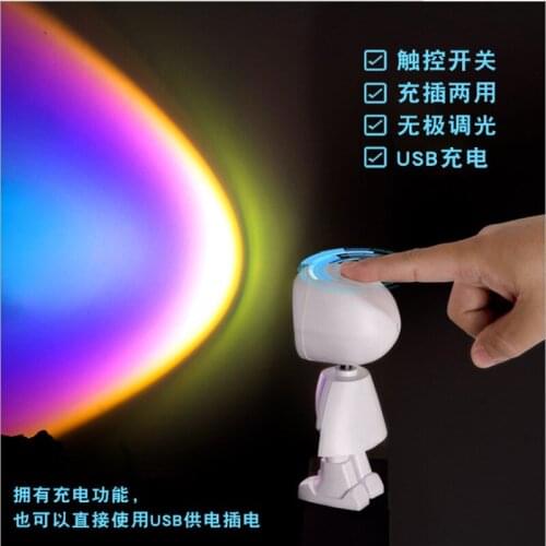 LED Night Light USB Sunset Projector LampPower Supply Rainbow Sun Projecting Lights for Background Wall Bedroom Decor Lighting