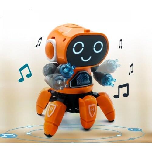 Dancing Electric Sounding Toys 6 Claw Fish Small 6 Robot With Led Light Music Cool Toy LED Glowing Eyes For Boys Grils Children