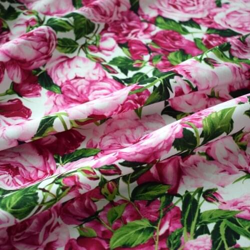 Reactive Dyeing Pink Rose Kids Cotton Fabric For Dress Sewing Telas Algodon Estampadas Tissus Au Metre Tecido Tкань Vestidos Diy