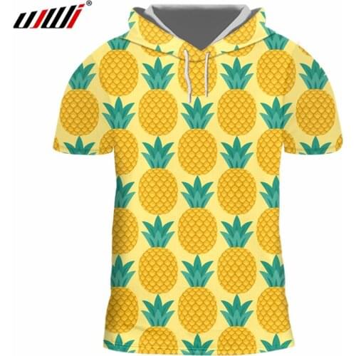 UJWI Man Funny T-shirt New 3D Printed Yellow Pineapple Harajuku Plus Size 5XL 6XL Costuming Mens Horrible Hooded Tshirts