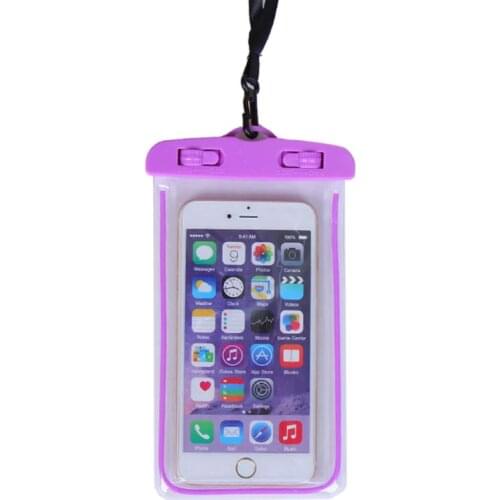 19x10.5cm Universal Luminous Waterproof Pouch Underwater Transparent Cellphone Dry Bag Portable Phone Case With Neck Strap
