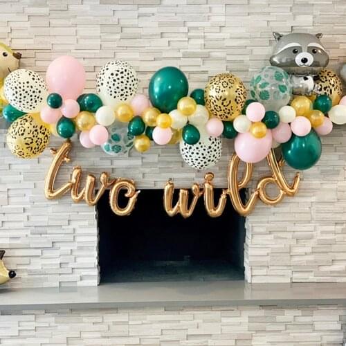 Wild One Birthday Party Balloons Decor Palm Leaf Leopard Animal Balloons Safari Jungle Party Deco Tropical Hawaiian Decorations