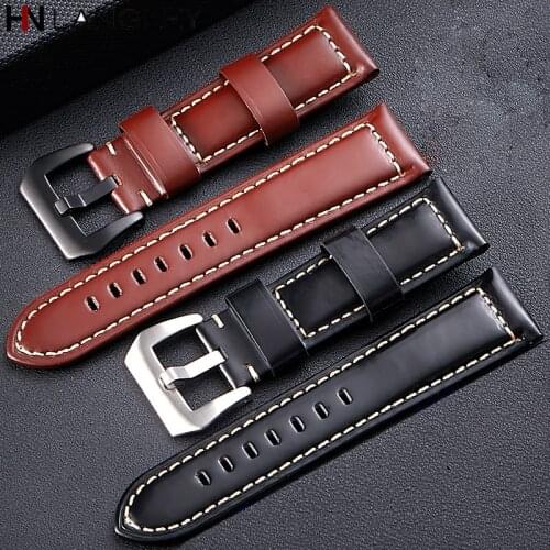 High Quality Smooth Watch Band for Panerai Style Mens Watch Bands Genuine Leather Business Watchband Strap 20/22/24/26 mm Size