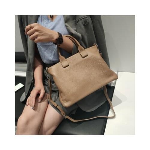 OL genuine leather black blue khaki top-handle satchel bag for female summer commuting one shoulder handbag