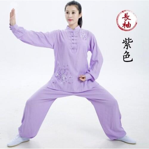 Women Tai Chi Kungfu Uniforms Linen Embroidery Loose Sweatshirt+pant Jogger Outfit Casual Meditation Martial Arts Set Sport Suit