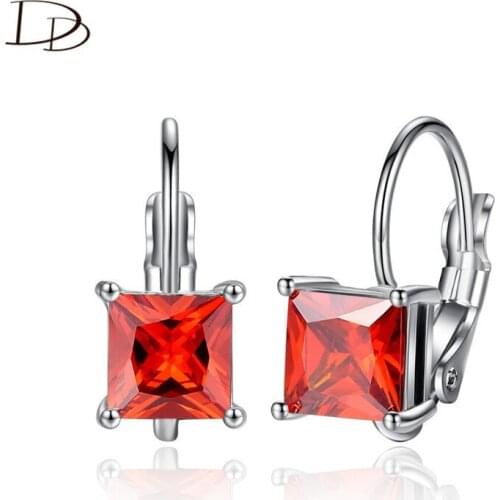 DODO Kpop Square Crystal Earrings For Women Pink Black AAA Zirconia Hoop Earring Female All-match Fashion Jewellery Brincos E136