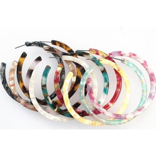 UJBOX 2019 Japanese Korean Top Acetate Hoop Earrings Women Multicolor Amazing Acetic Acid Statement Party Earrings Jewelry Gift