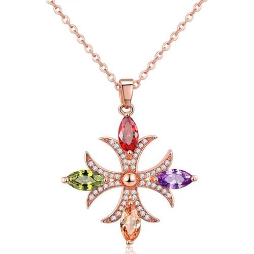 ZSLBS New Fashion Pendant Necklace For Women Long Cross Chain Necklaces Crystal Copper Zircon Colorful Bijoux Collier Elegant
