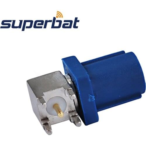 Superbat 10pcs Fakra C Blue/5005 Connector Plug PCB Mount Right Angle for GPS Telematics or Navigation