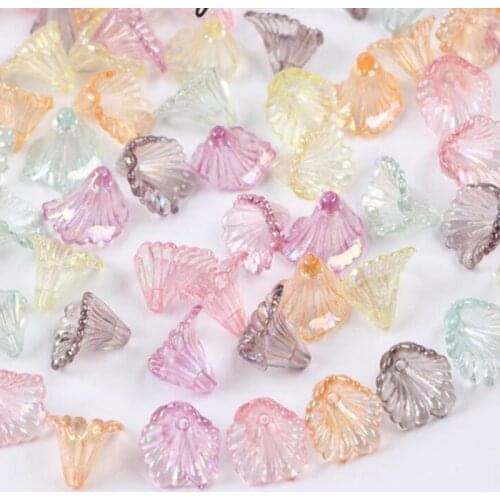 10X12mm AB Color acrylic Morning glory/Conch diy loose Beads Jewelery Findings with hole 100pcs y1419