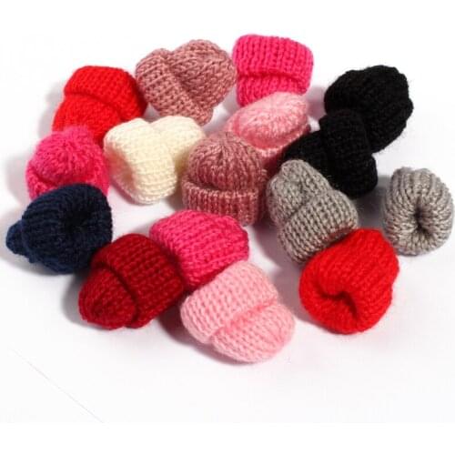 120PCS Newborn Handmade Cute Woolen Yarn Hat for Women Clothing Mini Sweet Knitting Wool Flower Candy for Kids Hair Accessories