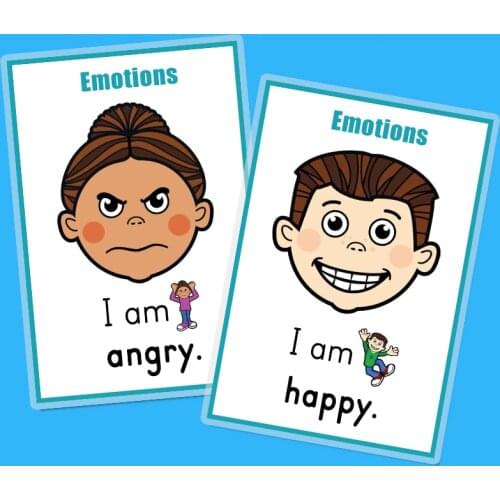 24Pcs/Set Baby Emotion Learning English Word Cards Game Montessori Flash Cards For Children Teacher Teaching Aids