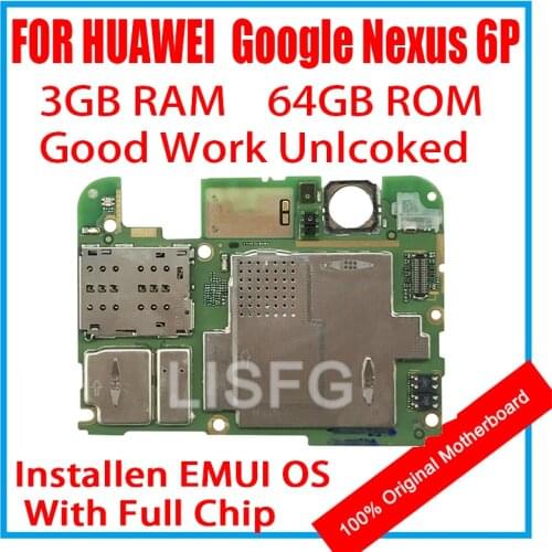3G RAM 64GB ROM For HUAWEI Google Nexus 6P 6 P Motherboard 100% Original Mainboard Logic Board With Chip