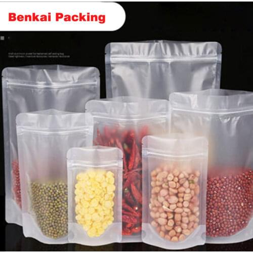 New 50pcs/Lot Frosted Self-Supporting Bags Plastic Zipper Bag Matte Transparent Packaging Bags Sealed Plastic Food Bag
