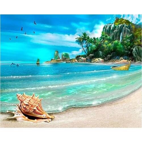 5D DIY Diamond Painting Full Square Cross stitch Landscape Beach Embroidery rhinestones Mosaic beadwork Christmas gift C103