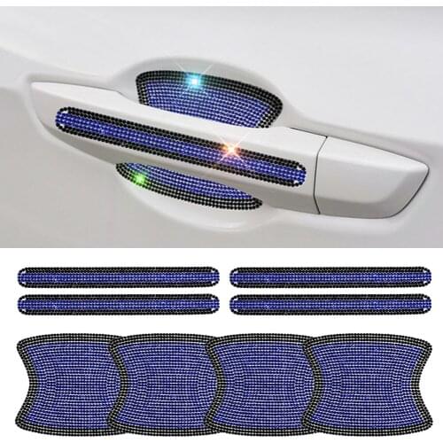 8pcs Universal Auto Car Door Handle Stickers Bling Rhinestones Scratch Protection Car Handle Protective Film Car Accessories