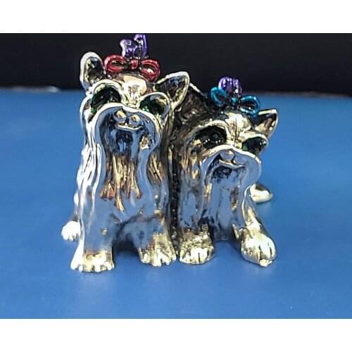 925 Sterling Silver Plated COLORED DOGS