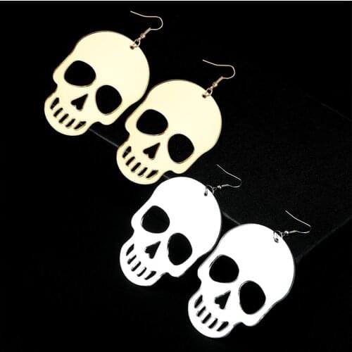 Hip Hop Hyperbole Skull Acrylic Earrings For Men Women Male Rock Skull Retro Fashion Cool Fashion Earrings Statement Jewelry