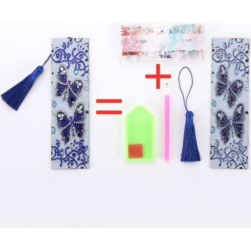 Diamond Painting Exquisite Butterfly Leather Bookmarks Tassel Bookmarks Special Shaped Diamond Embroidery Craft decoration
