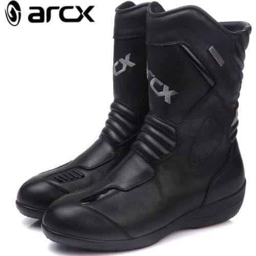 ARCX Black Cowhide Leather Women Motorcycle Boots Fashion Ladies Motorcycle Boots Motorcycle Boots Women Size 36-39 L60608