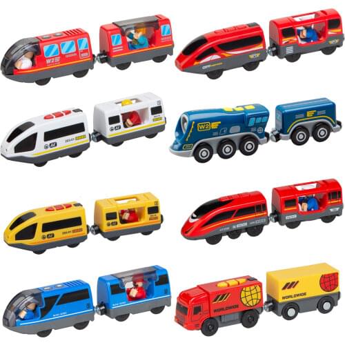 Battery Operated Locomotive Pay Train Set Fit for Wooden Railway Tracks Powerful Engine Bullet Electric Train for Boys Girls