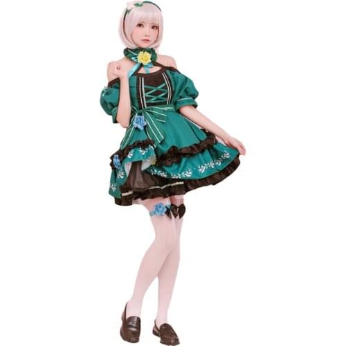 Brdwn Vocaloid Vsinger Yan He Green Elves Princess Cosplay Costume Lolita Dress Apron Dress