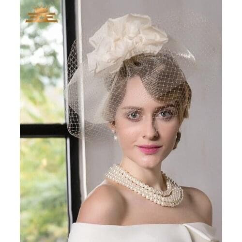 British Style 100% Linen Wedding Hat Womens Elegant Banquet Pillbox Hats Female Veil Vintage Fedora Hat Girls Party Cap B-8220