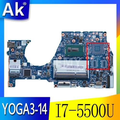For Lenovo YOGA3-14 YOGA 3 14 Laptop Motherboard 5B20H35602 5B20H35614 NM-A381 With SR23W I7-5500U 2.4GHz CPU