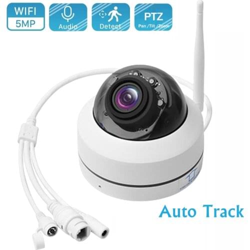 Wifi IP Camera 5MP PTZ Auto Tracking 5x Optical Zoom Audio Metal Dome Wireless CCTV Surveillance Camera CamHi Phone Remote View